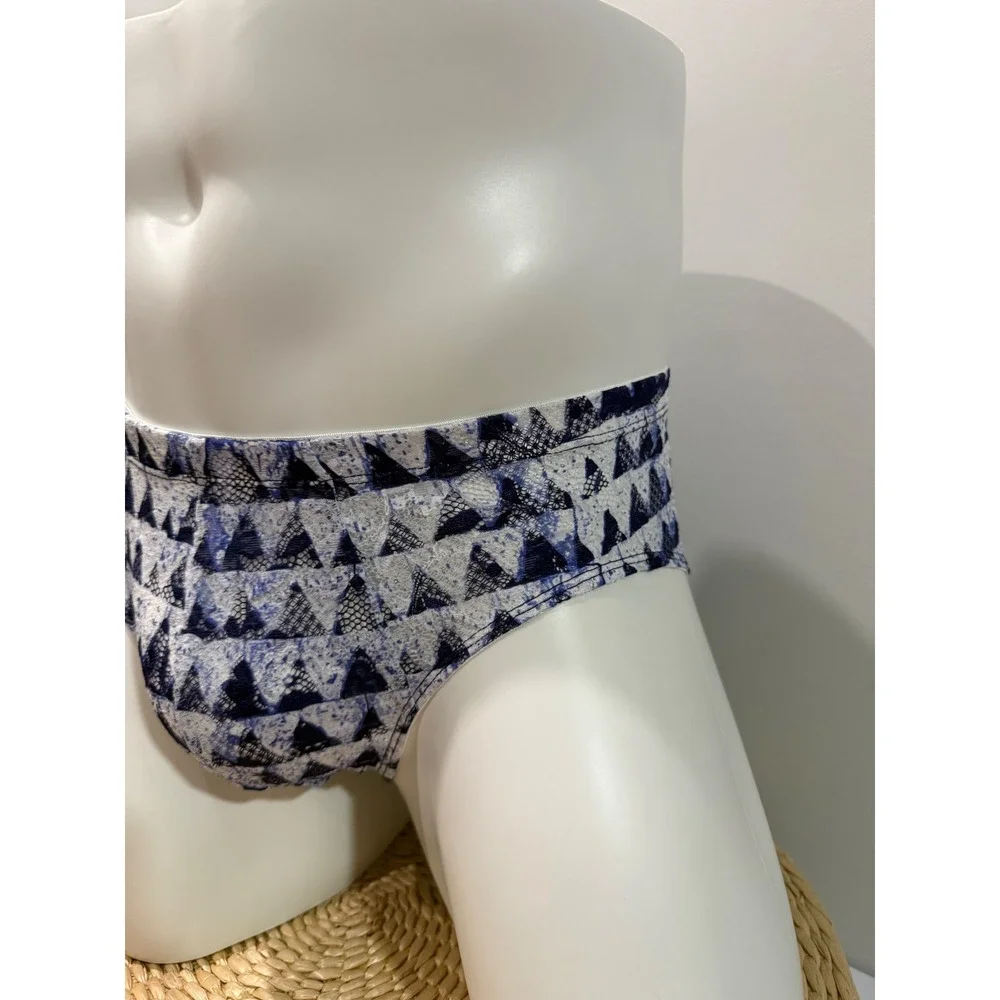 Cosabella Men Never Say Never Comfort Micro Brief Blue White Lace Print NEW L
